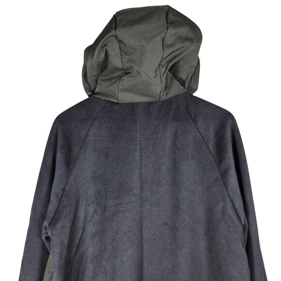 Jason Wu Collective Contrast Mixed Media Puffer Coat Womens Medium Blue Black - Picture 9 of 13